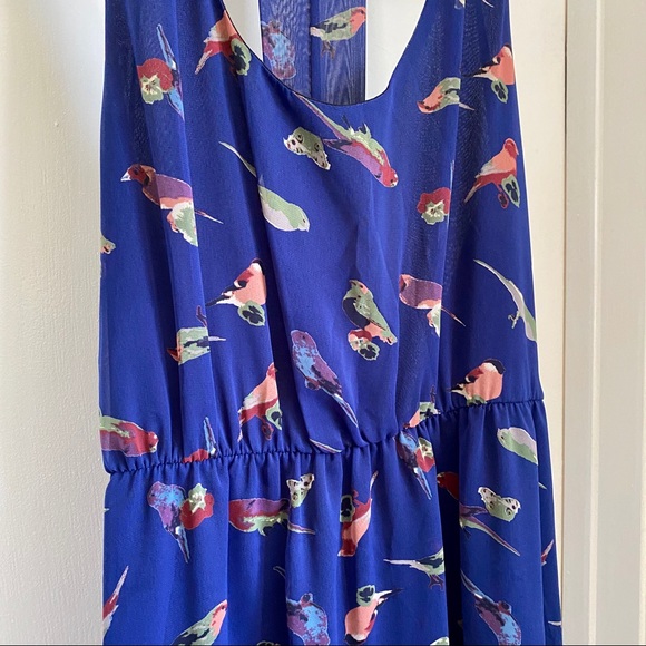 Audrey 3+1 High Low Backless Blue Boho Bird Dress - Picture 4 of 7